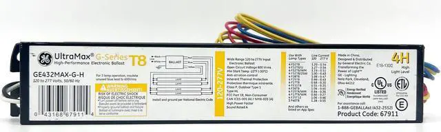 Alt view image 2 of 2 - GE 67911 - GE432MAX-G-H T8 Fluorescent Ballast