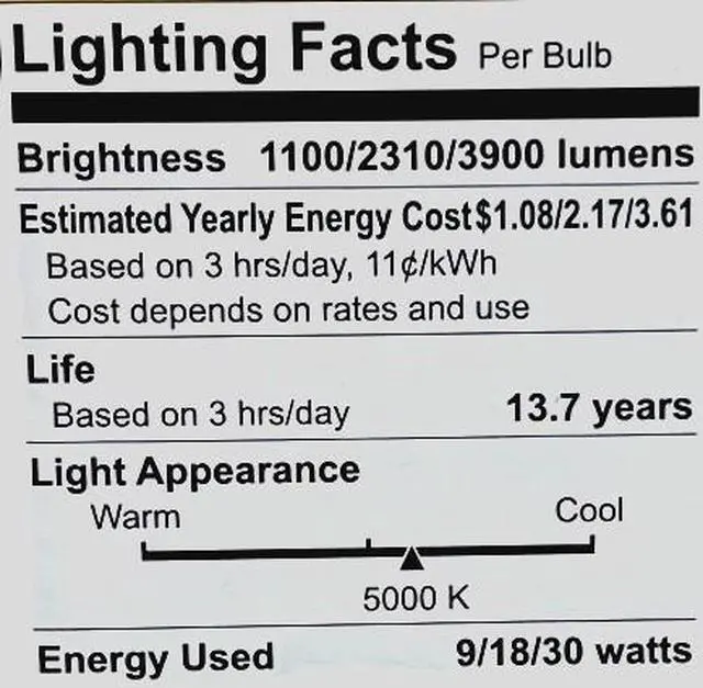 Alt view image 5 of 5 - (case of 3) Plump GE ultra bright LED 3-way light bulb, 75/150/250 watt equivalent, Daylight, 1100/2310/3900 lumens, exceptionally bright LED, frost finish. Note- Bulb is large, portly A23