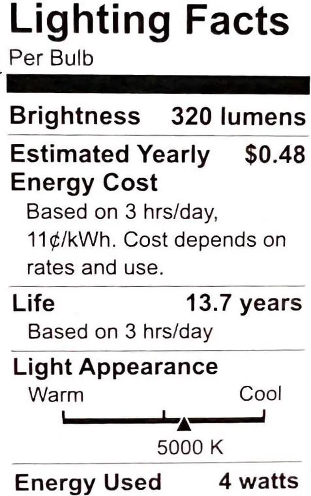 Alt view image 4 of 4 - (12 bulbs) GE refresh LED A15 Ceiling Fan Light Bulb, Candelabra base, 40 watt equivalent using only 4 watts, 320 lumens, HD Light for exceptional contrast and boldess, 5000K Cool White Light Bulb