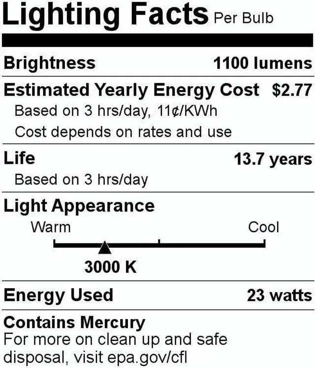 Alt view image 3 of 3 - GE 12273 - EL23/R25/WW Flood Screw Base Compact Fluorescent Light Bulb,  1100 lumen, 23 watts, 3000K Warm White