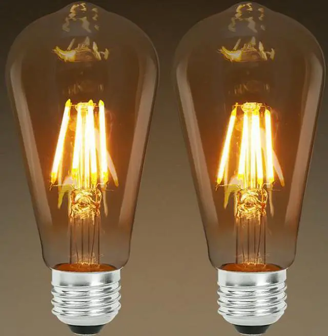 Alt view image 4 of 5 - (2 bulbs) Sylvania ST19 Vintage LED 60 watt replacement using only 6 watts,  Antique Amber Glow, 650 lumens, LED light bulb