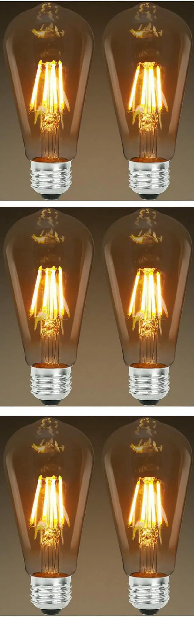 Main image of (6 bulbs) Sylvania ST19 Vintage LED 60 watt replacement using only 6 watts,  Antique Amber Glow, 650 lumens, LED light bulb
