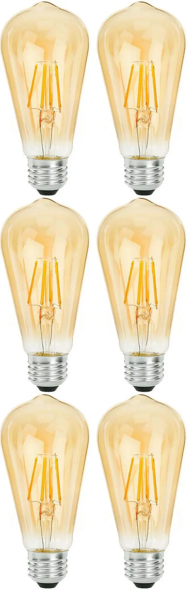 Alt view image 2 of 4 - (6 bulbs) Sylvania ST19 Vintage LED 60 watt replacement using only 6 watts,  Antique Amber Glow, 650 lumens, LED light bulb
