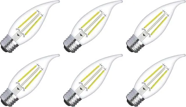 Alt view image 2 of 3 - (6 pack) GE 75914 Vintage Style LED 40 watt equivalent Decorative CAM bulb candle shaped LED bulb