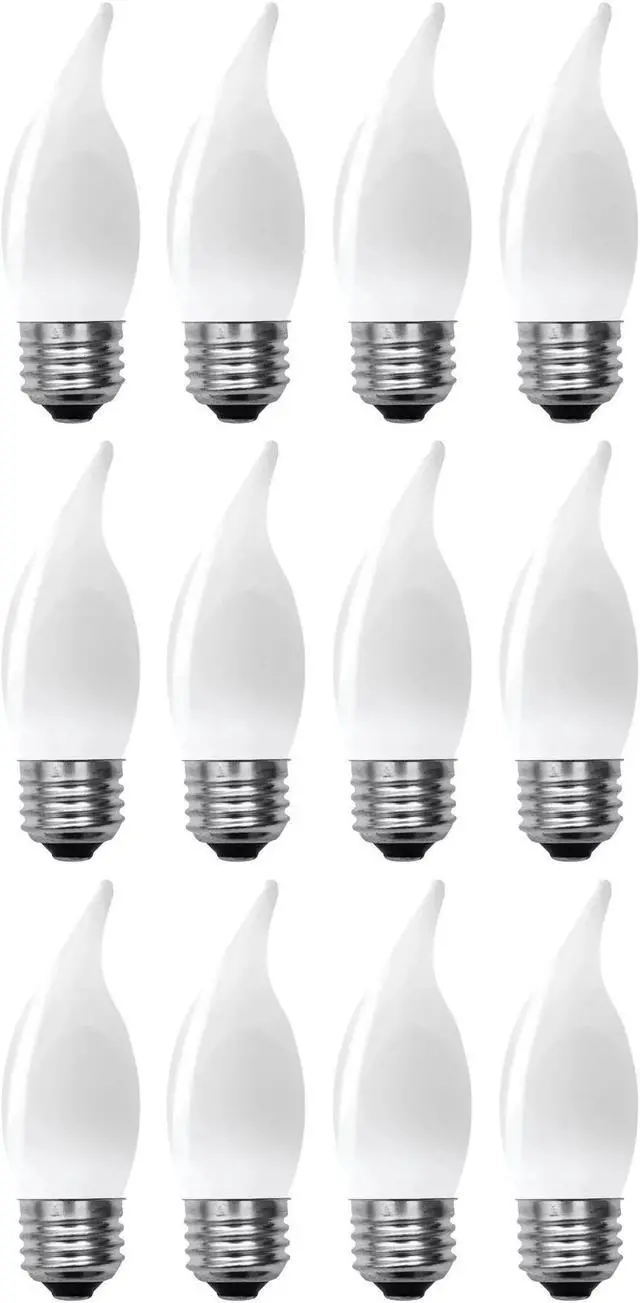 Alt view image 2 of 3 - (case of 12) GE Soft White LED Chandelier Candle Bulb, 5 watt, 500 lumen, medium base, dimmable, frosted, bent tip, decorative LED CAM bulb, 60 watt equivalent