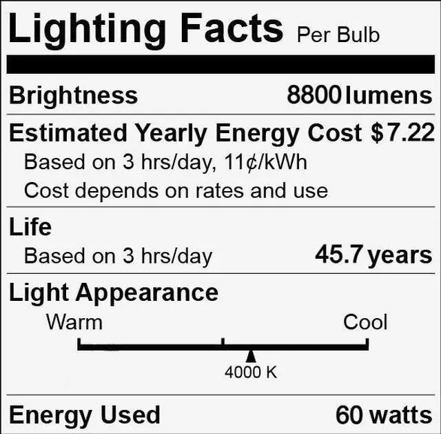 Alt view image 3 of 3 - GE 43263 LED60/2M175/740 HID replacement Corn Cob Omni Directional Mogul Screw Base (EX39), 8800 lumen 60 watt, 4000K