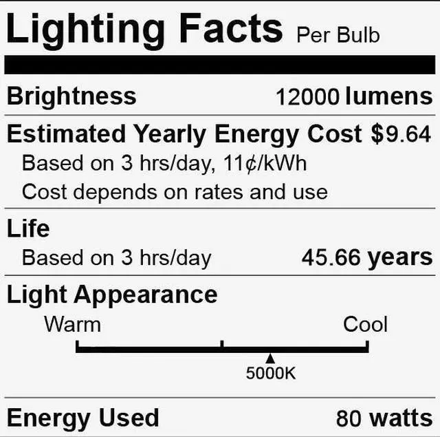 Alt view image 3 of 3 - GE 93125008 LED Omni-Directional Corn Cob Light Bulb, 80 watts, 12000 lumens, 5000K Color Temp, E26 medium base, ED23.5 shape, Type B Ballast Bypass