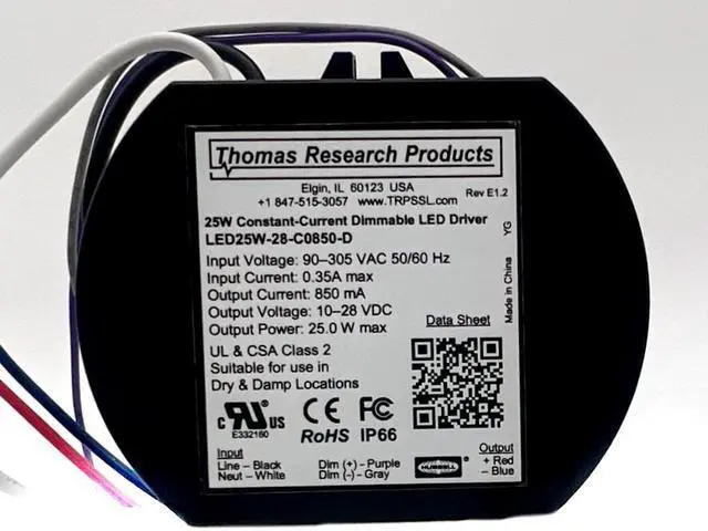 Main image of Hubbell Thomas Research Products LED25W-28-C0850-D Constant Current LED Driver, Dimmable, 25 watts, High Power Factor