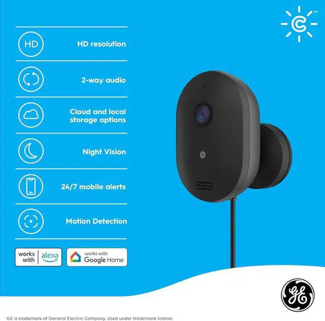 Alt view image 5 of 7 - (2 cameras) GE Cync Outdoor Battery Powered Smart Wi-Fi Camera, 2K HD Resolution & Night Vision, Motion/person detection with mobile alerts, Wireless, works with Alexa and Hey Google