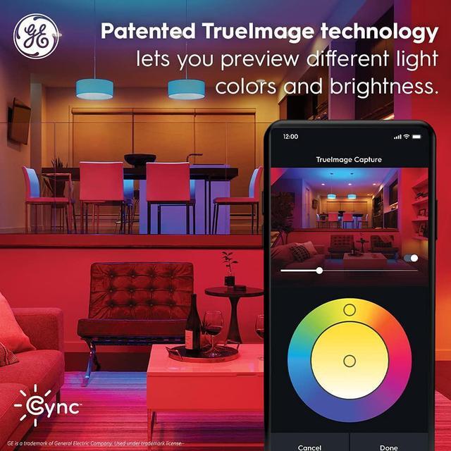 Alt view image 3 of 7 - (2 bulbs)GE CYNC Smart LED Light Bulbs, Color Changing, Bluetooth Enabled, Works with Alexa and Google