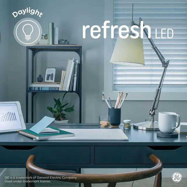 Alt view image 4 of 7 - (4 bulbs) GE Refresh LED Light Bulbs, 60 Watt, Daylight, A19, 10 watt, 800 lumens, Dimmable, energetic daylight LED bulb