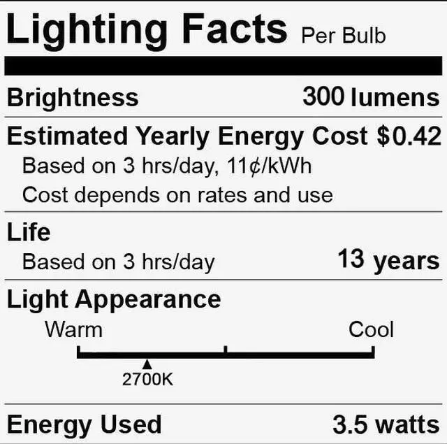 Alt view image 2 of 2 - (case of 12 bulbs) GE Lighting Decorative LED Light Bulb, Clear, 3.5 watt, 300 lumen, 2700K warm white, bent tip,  medium base, Dimmable
