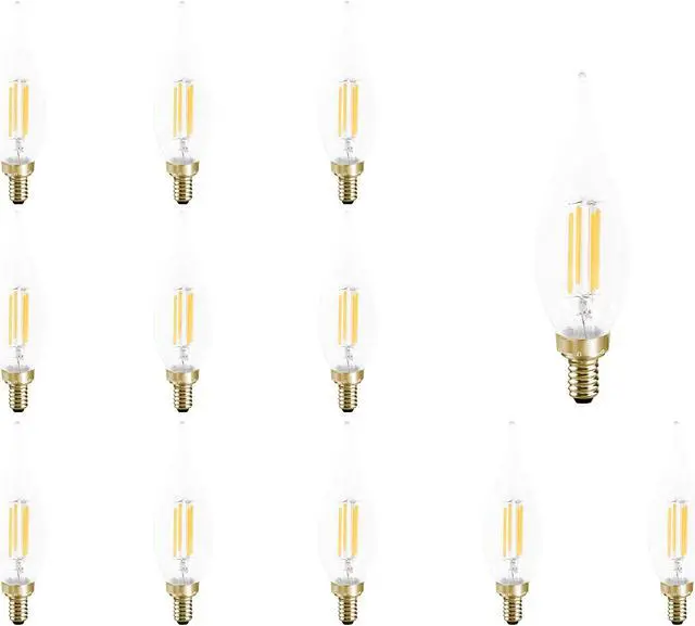 Alt view image 2 of 7 - LEDVANCE Sylvania Reduced Eye Strain B10 LED Light Bulb, 60W = 5.5W, Candelabra Base, 13 Year, Dimmable, Clear, 2700K, Soft White - 12 Pack (41225)