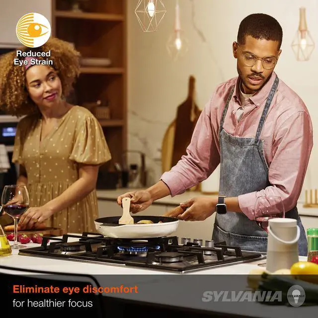 Alt view image 3 of 7 - LEDVANCE Sylvania Reduced Eye Strain B10 LED Light Bulb, 60W = 5.5W, Candelabra Base, 13 Year, Dimmable, Clear, 2700K, Soft White - 12 Pack (41225)