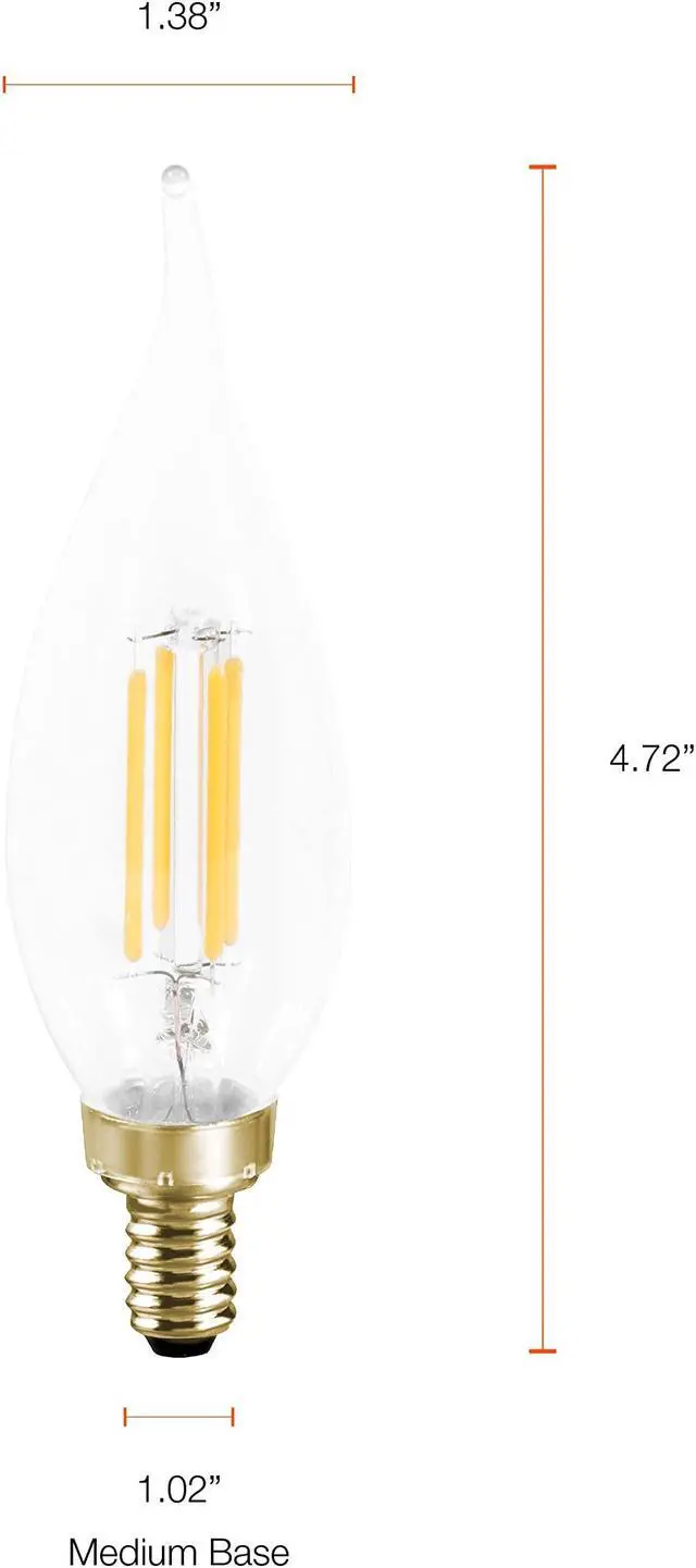 Alt view image 6 of 7 - LEDVANCE Sylvania Reduced Eye Strain B10 LED Light Bulb, 60W = 5.5W, Candelabra Base, 13 Year, Dimmable, Clear, 2700K, Soft White - 12 Pack (41225)