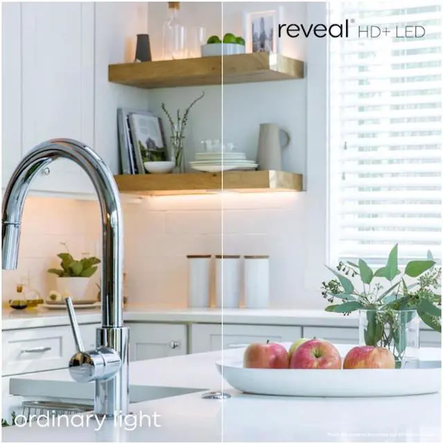 Alt view image 4 of 5 - (6 bulbs) GE reveal LED HD+ Color-Enhancing G25 Globe, 5 watt, 400 lumen, Dimmable LED Decorative Globe Medium Base Frosted  G25 Bulb, 60 watt replacement