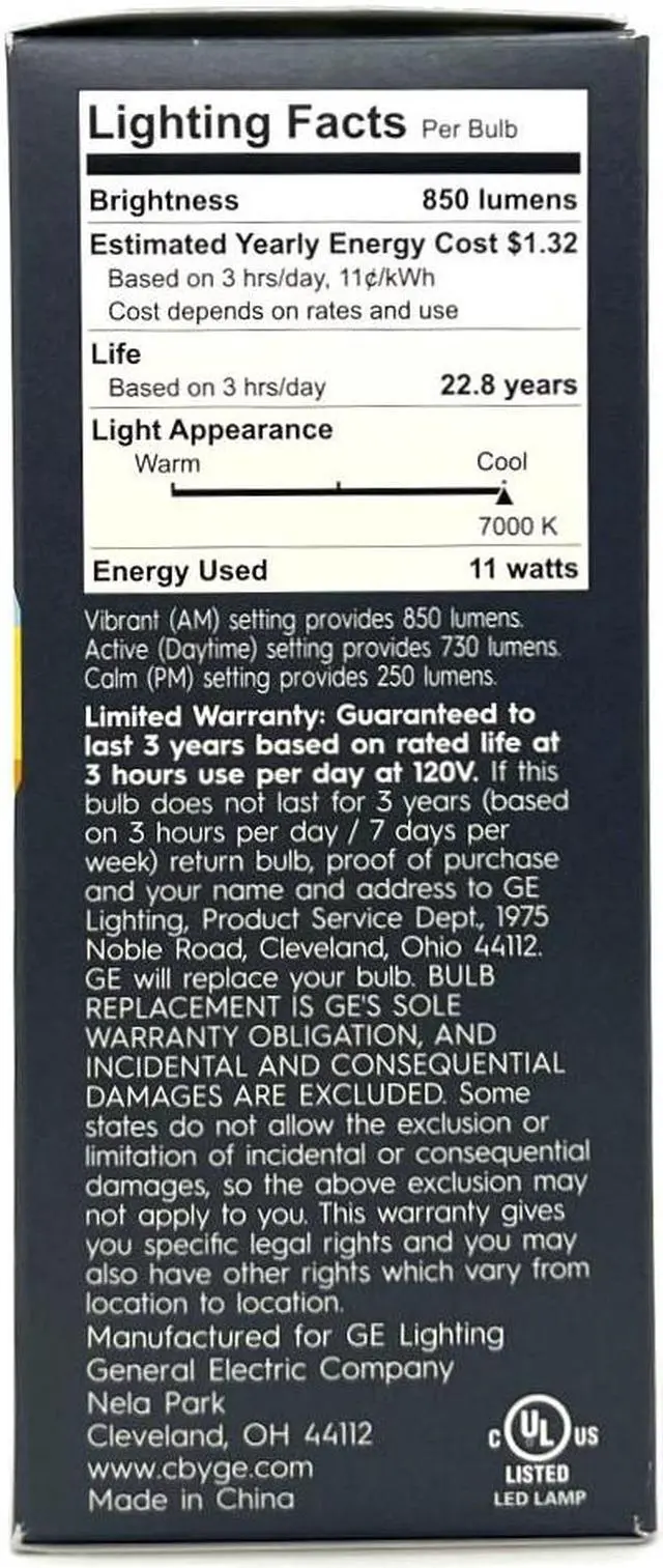 Alt view image 5 of 5 - GE LED A19 Smart Bulb, C by GE, Sleep Smart Bulb, 3 color settings, 11 watts, 850 lumens, works with google assistant