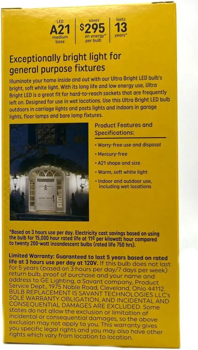 Alt view image 3 of 4 - GE ultra bright LED A21, 21 watt, 2900 lumens, Soft White, Outdoor, Non-Dimmable LED ultrabright Light bulb