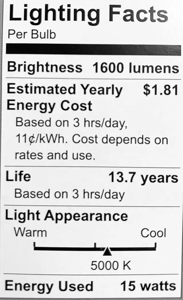 Alt view image 2 of 2 - (6 bulbs) GE LED A19, 15 watt, 1600 lumens, Dimmable, Daylight 5000K, Medium Base,