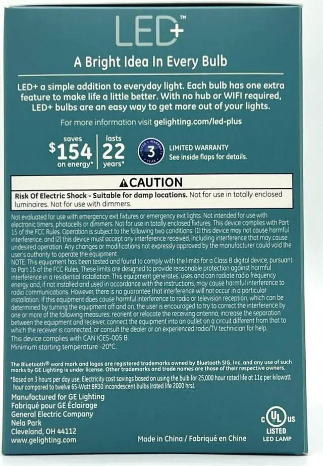 Alt view image 2 of 3 - (case of 3) GE Lighting LED+ Speaker Indoor Floodlight Bulb, Soft White, Bluetooth Speaker, No App or Wi-Fi Required, Remote Included, BR30 Indoor Floodlight Bulb (1 Pack)