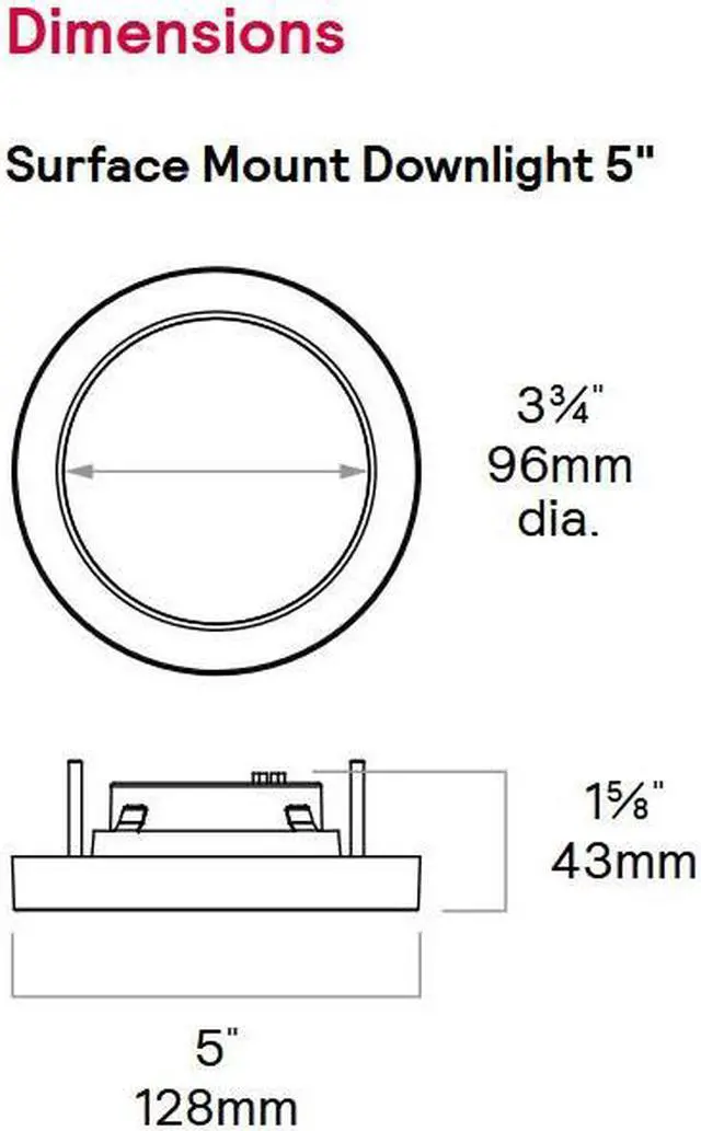 Alt view image 2 of 3 - (case of 4) Philips Lightolier Indoor Surface Flush Mount Downlight LED, 5 inch, Round, Selectable lumen and color, Dimmable, 11 or 9 watt