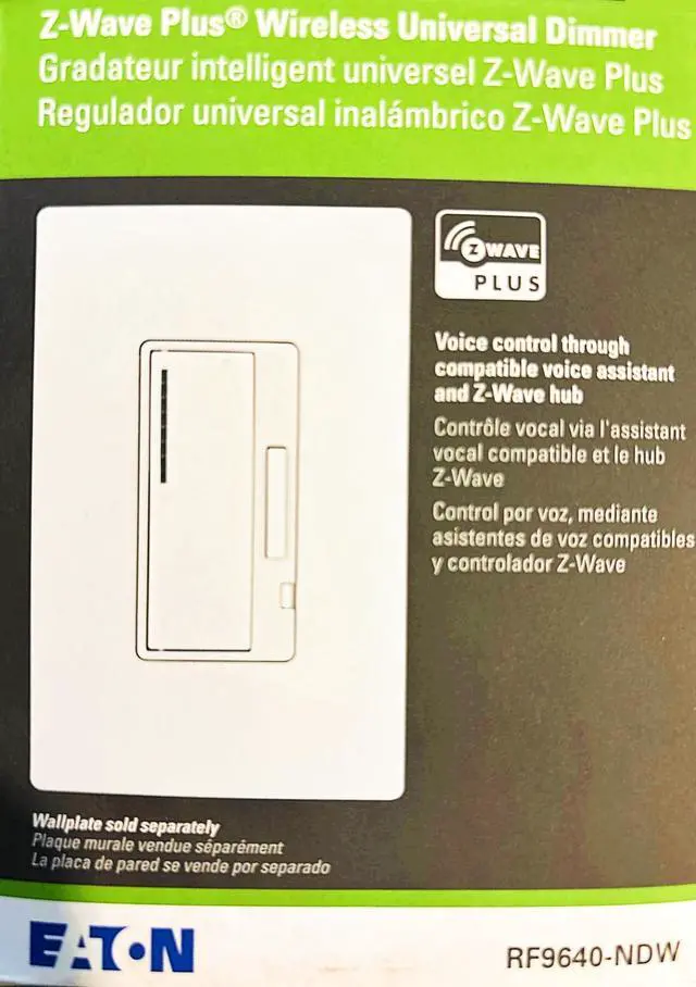 Alt view image 2 of 7 - EATON RF9640-NDW Z-Wave Plus Universal Dimmer, White, single pole, 120Vac