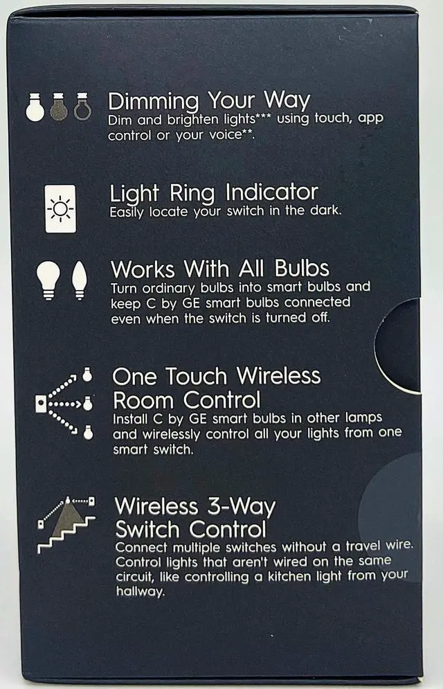 Alt view image 4 of 5 - GE Smart Dimmer Light Switch, C by GE, Cync, Wi-Fi Enabled to pair with voice control , control remotely with bluetooth through C by GE app, 4-Wire, 1-Pack