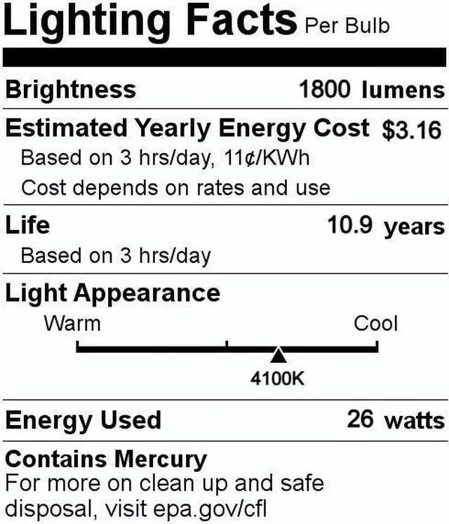 Alt view image 4 of 4 - (6 bulbs) GE Bright Cool White 26 watt Plug-in CFL G24d-3 base, 6.7 inch, F26DX, 4100K Cool White Compact Fluorescent CFL Light Bulb