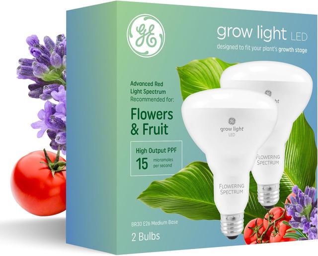 2 bulbs GE Grow Lights for Indoor Plants BR30 Indoor Floodlight LED Light Bulbs for Flowers and Fruit Advanced Red Light Spectrum 25 000 Hours Lifespan 15 PPF Packaging May Vary Newegg