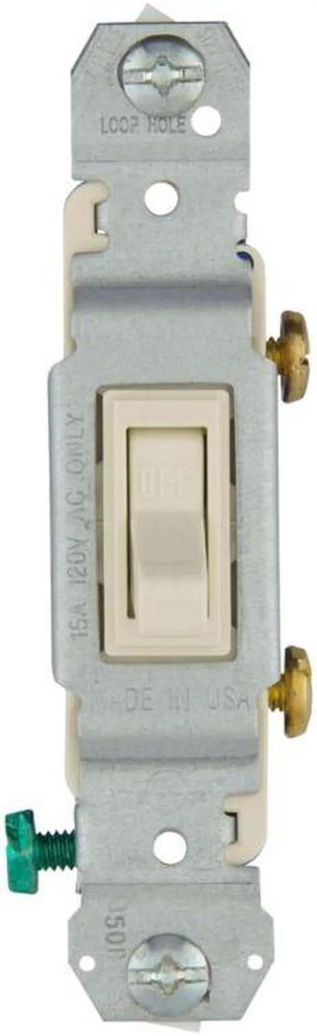 Alt view image 2 of 3 - (case of 100) Eaton Wiring 15 Amp Toggle Switch, Single-Pole, Light Almond
