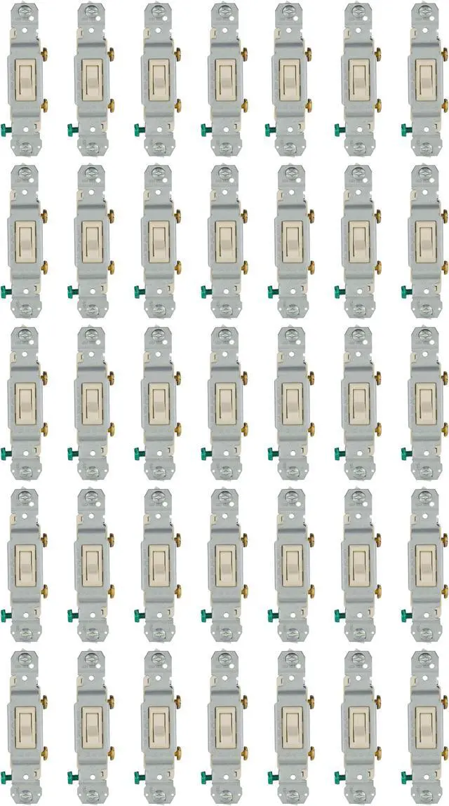 Main image of (case of 100) Eaton Wiring 15 Amp Toggle Switch, Single-Pole, Light Almond