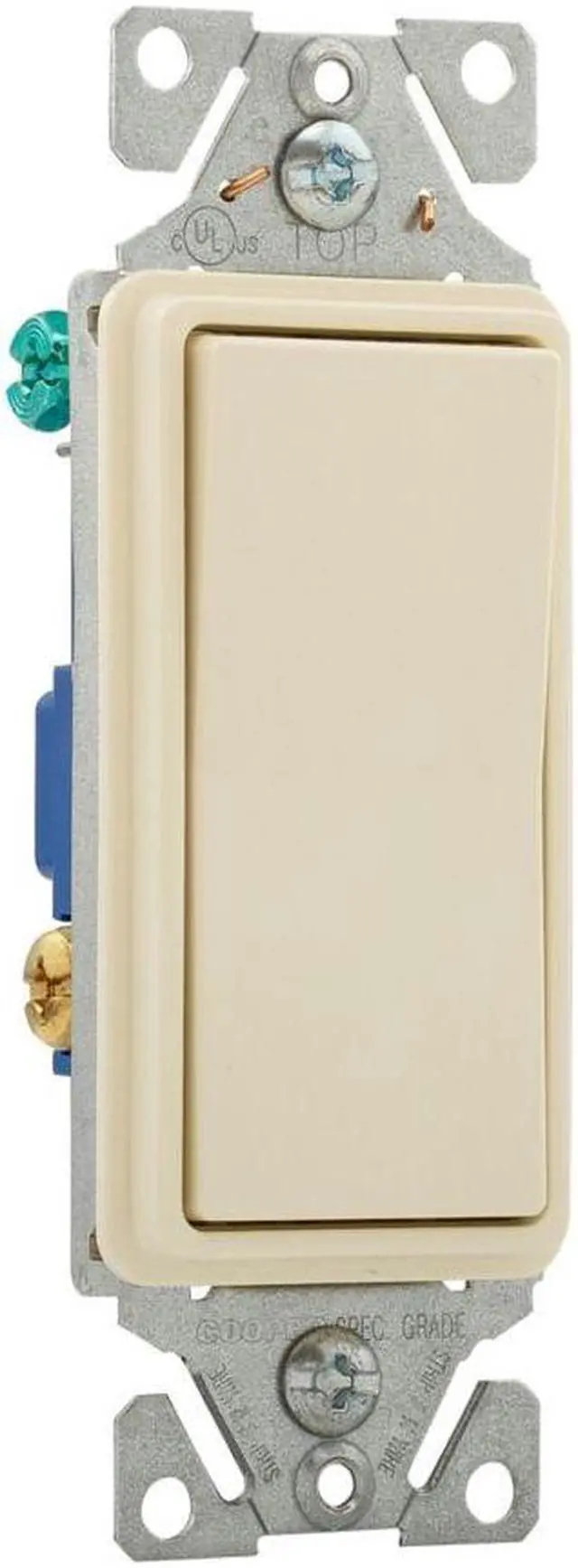 Alt view image 2 of 2 - Eaton Wiring 15 Amp 3-Way Rocker Switch, Auto Ground, Almond Eaton Wiring 7503-9A