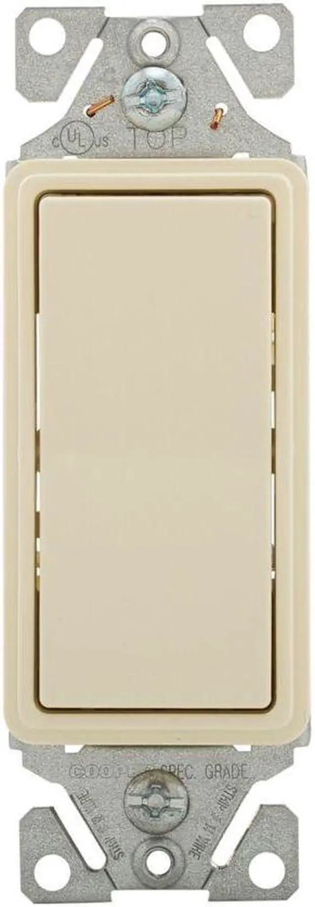 Main image of Eaton Wiring 15 Amp 3-Way Rocker Switch, Auto Ground, Almond Eaton Wiring 7503-9A