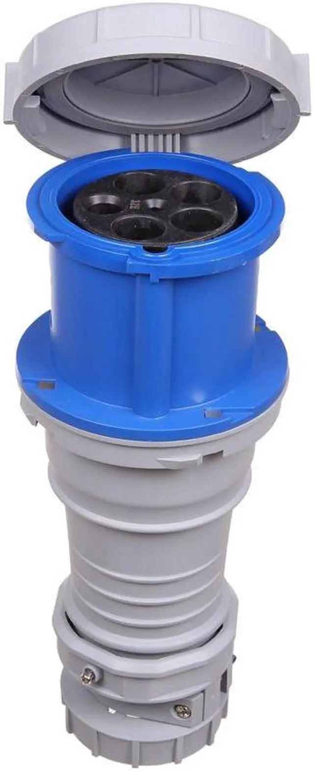 Main image of Eaton Arrow Hart AH5100C9W 100 Amp Pin and Sleeve Connector, 4-Pole, 5-Wire, 208V, Blue, water tight