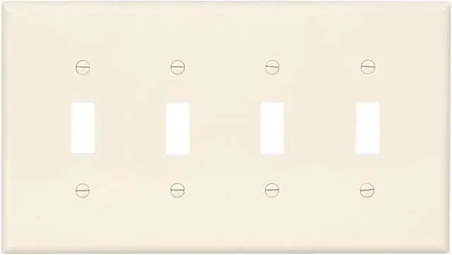 Alt view image 2 of 2 - (case of 30) EATON Wiring PJ4LA Mid-Size Polycarbonate 4-Gang Strap Blank Wallplate, Light Almond