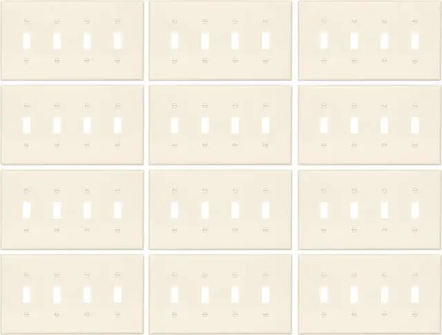 Main image of (case of 30) EATON Wiring PJ4LA Mid-Size Polycarbonate 4-Gang Strap Blank Wallplate, Light Almond