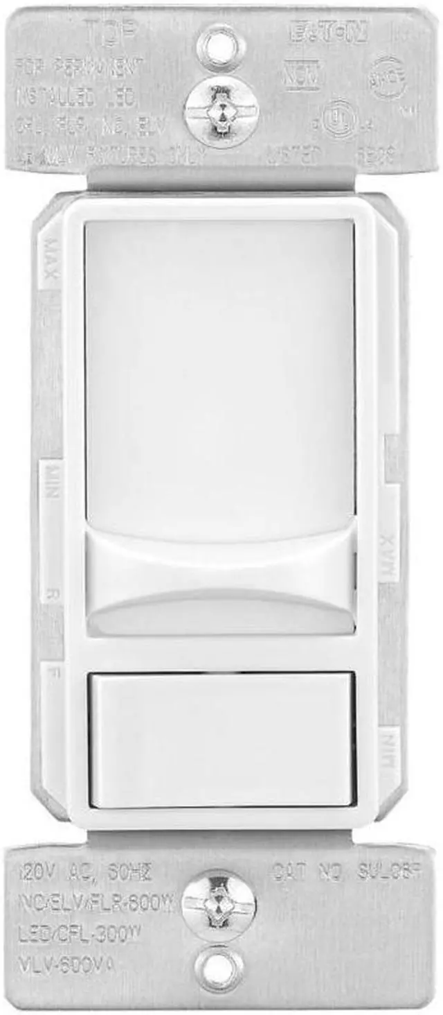 Main image of Eaton Slide Dimmer, Single Pole + 3 Way, White Slide Dimmer Switch, SUL06P-W-KB-L