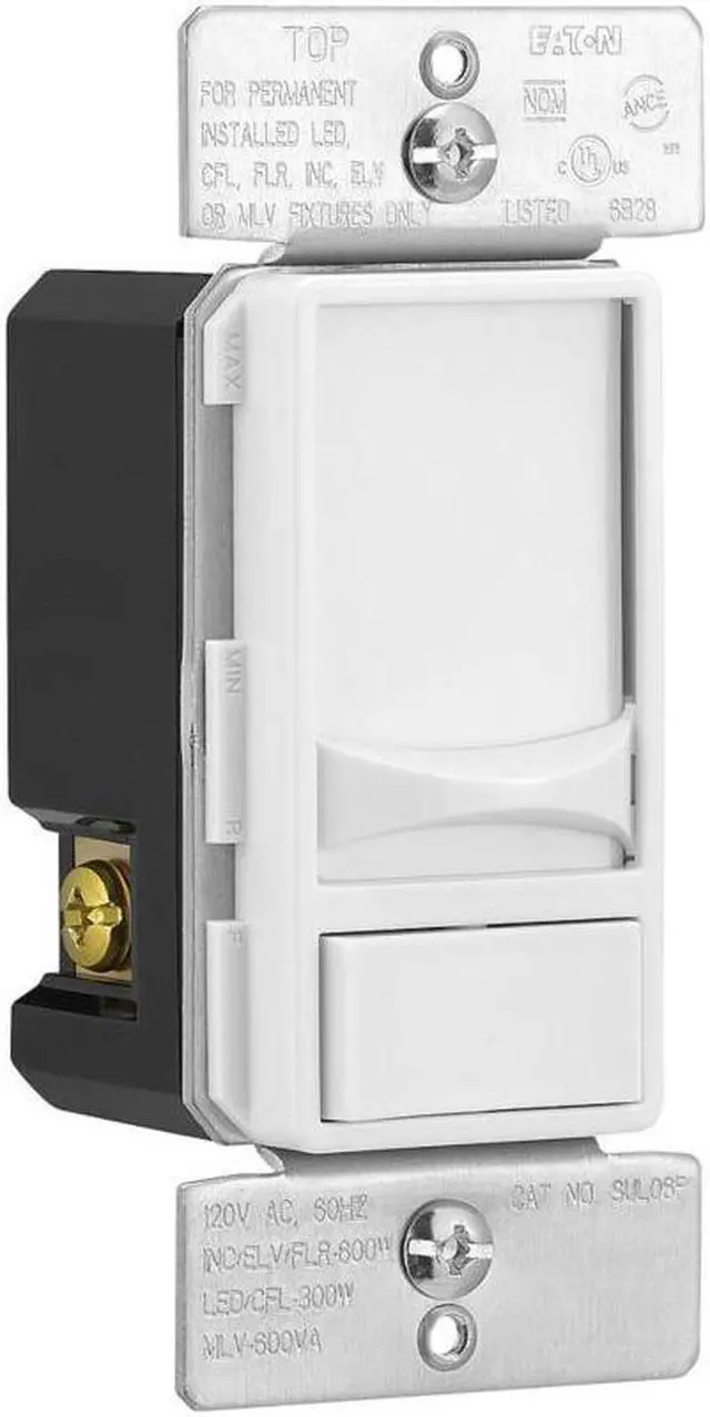 Alt view image 3 of 3 - Eaton Slide Dimmer, Single Pole + 3 Way, White Slide Dimmer Switch, SUL06P-W-KB-L