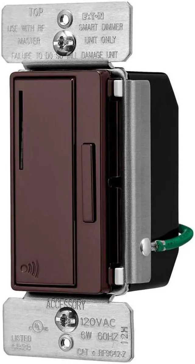 Alt view image 2 of 2 - EATON RF9642-ZDB Z-Wave Plus Accessory Dimmer, Brown, 7 step LED light level display, 120V, 3-way