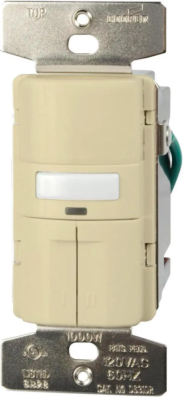 Main image of Eaton OS310R-V Occupancy Sensor Dual 3-Way Switch with Nightlight and LED, Ivory, 120V