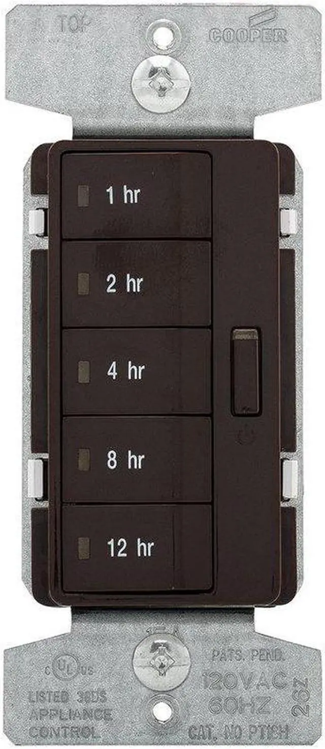Main image of Eaton PT18H-B 1800W 15 Amp 5-Button Hour Timer with Off Single-Pole, Brown