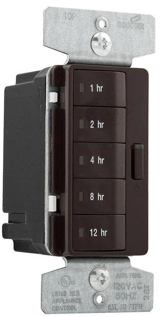 Alt view image 2 of 3 - Eaton PT18H-B 1800W 15 Amp 5-Button Hour Timer with Off Single-Pole, Brown