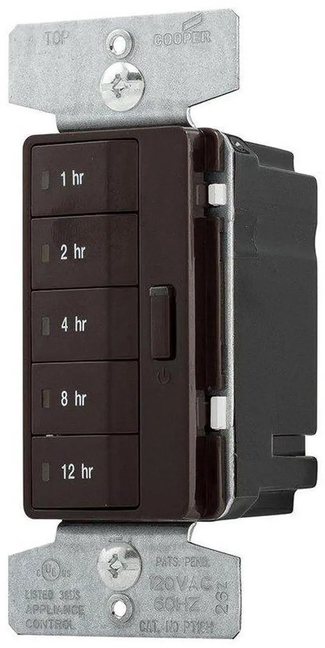 Alt view image 3 of 3 - Eaton PT18H-B 1800W 15 Amp 5-Button Hour Timer with Off Single-Pole, Brown