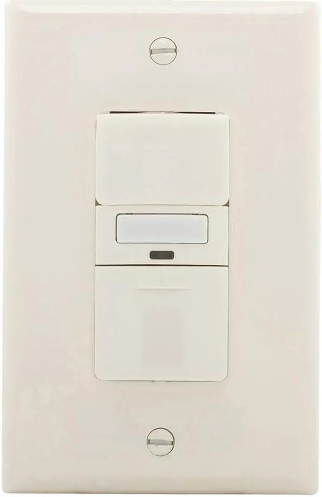 Main image of Eaton VS310U-LA Vacancy sensor switch with LED nightlight, 120V, wire leads, light almond, 1 pole, 3-way, Light Almond