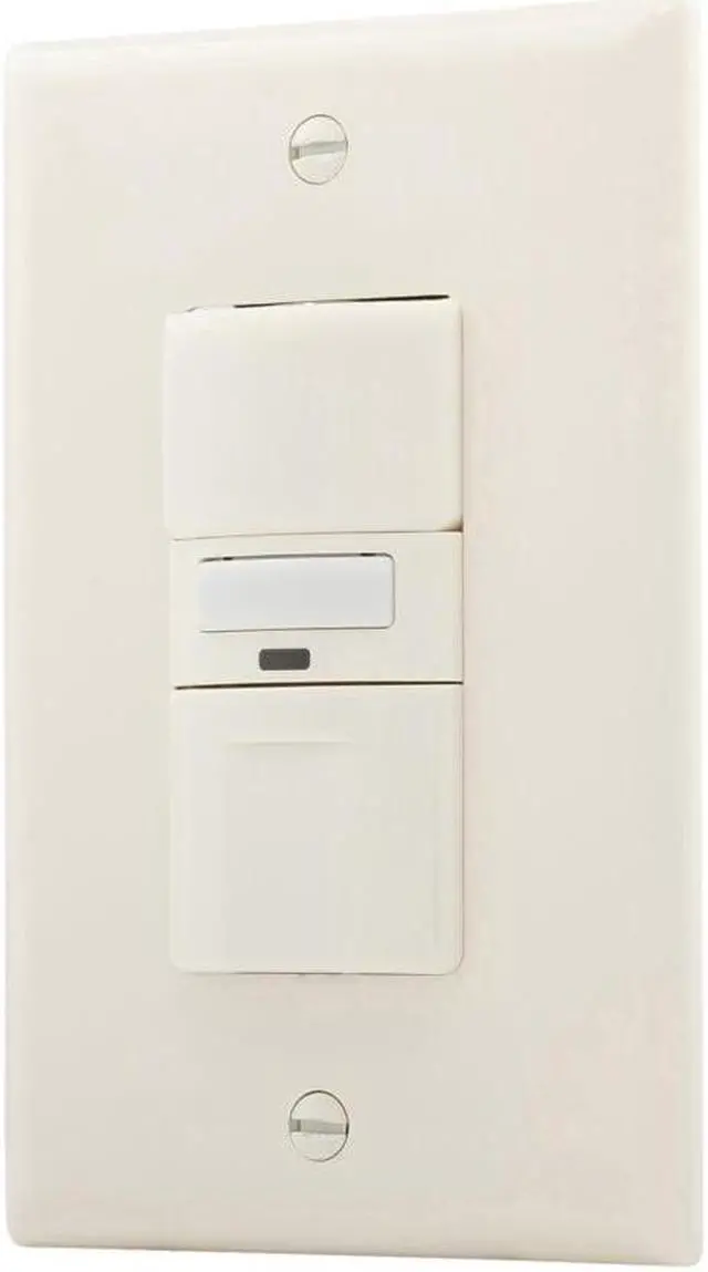 Alt view image 2 of 2 - Eaton VS310U-LA Vacancy sensor switch with LED nightlight, 120V, wire leads, light almond, 1 pole, 3-way, Light Almond