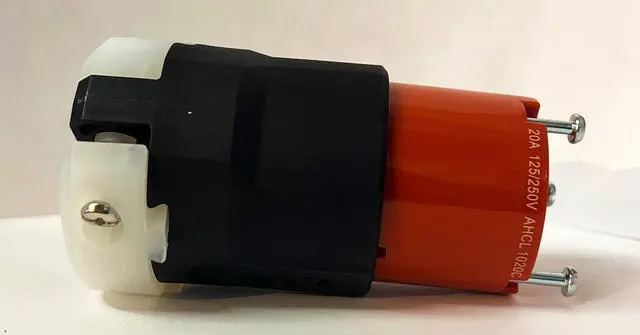 Alt view image 2 of 3 - Eaton Arrow Hart AHCL1020C Lockiing Connector, Orange and Black, #14-8 AWG, 20A, 125/250V, Ultra Grip, Three-pole, Three-wire