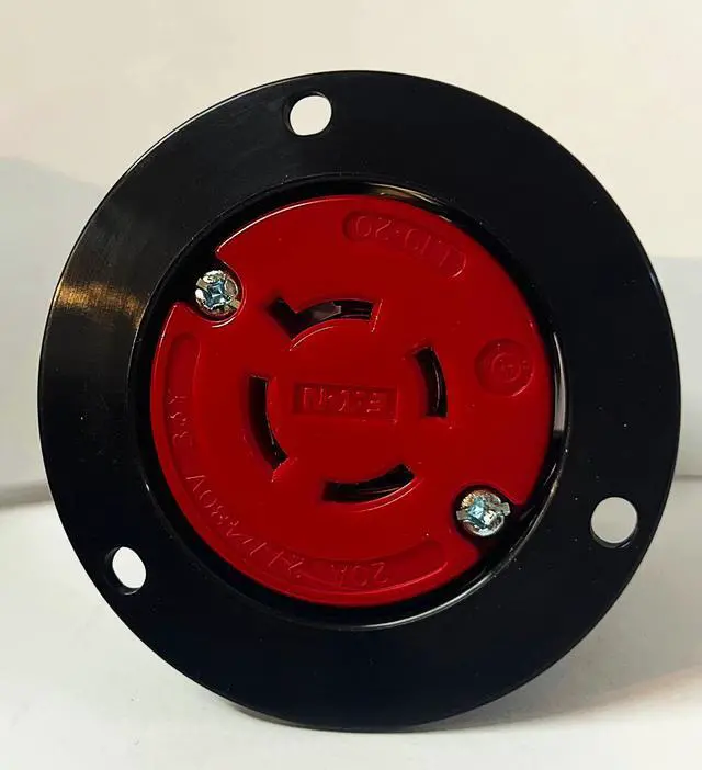 Main image of Eaton Arrow Hart AHCL1920FO Color Coded Locking Flanged Outlet, RED, 20 Amp, 4-pole, 4-wire, 3 Phase, #14-8 AWG, Ultra Grip, 277-480V