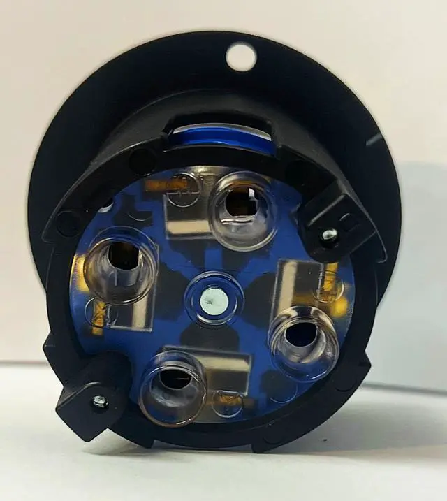 Alt view image 2 of 2 - Eaton Arrow Hart AHCL1830FO Color Coded Locking Flanged Outlet, BLUE, 30 Amp, 4-pole, 4-wire, 3-phase, 120V-208V, All Nylon