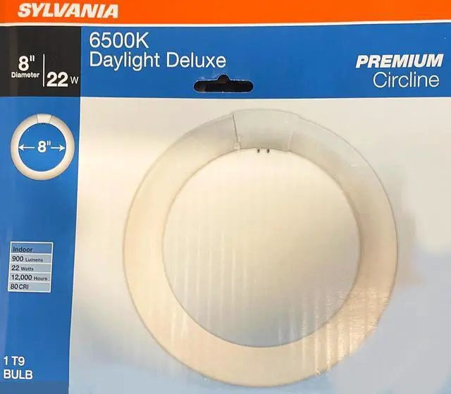 Alt view image 2 of 3 - (6 pack) Sylvania 23538 Daylight Deluxe Premium Circline Fluorescent T9 Circle 8 inch diameter, 22 watts, 6500K, 900 lumens, 80 CRI  fluorescent light bulb
