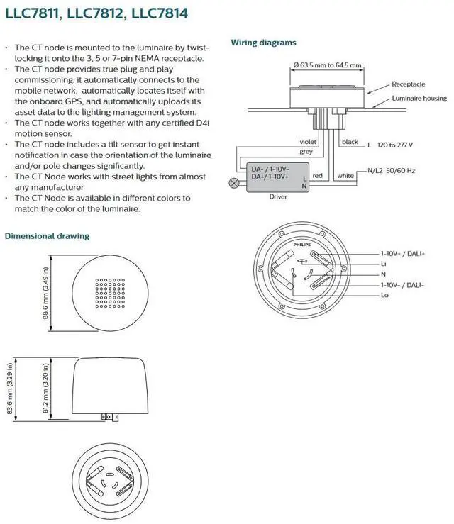 Alt view image 2 of 2 - Philips Cellular CT Node LLC7814/00 CT NODE NEMA5 ACLV A US4VF LG, wireless connectivity for outdoor lighting control,